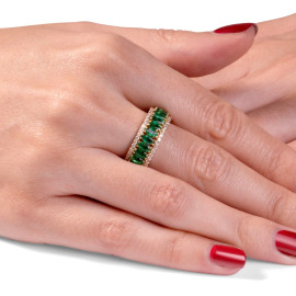 Diamantový prsteň zo žltého zlata so smaragdom - Evadne
