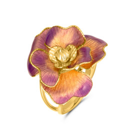 Prsteň zo žltého zlata v tvare kvetu - Fernande