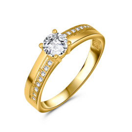 Zásnubný prsteň zo žltého zlata so zirkónmi - Madelaine