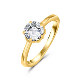 Zásnubný prsteň zo žltého zlata so zirkónmi - Michele