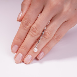 Diamantový prívesok z 18k bieleho zlata s perlou - Serenity