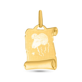 Prívesok zo žltého zlata v tvare platničky znamenie Baran - Julia