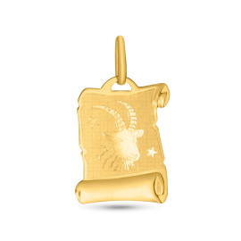 Prívesok zo žltého zlata v tvare platničky znamenie Kozoroh - Katherine