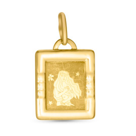 Prívesok zo žltého zlata v tvare platničky znamenie Panna - Caroline