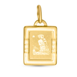 Prívesok zo žltého zlata v tvare platničky znamenie Vodnár - Isla