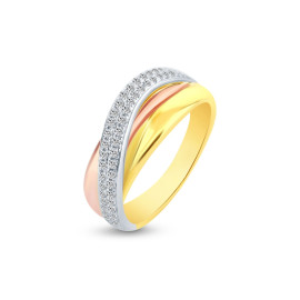 Briliantový prsteň v trojkombinácii zlata