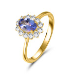 Diamantový prsteň zo žltého zlata s tanzanitom - Euphemia